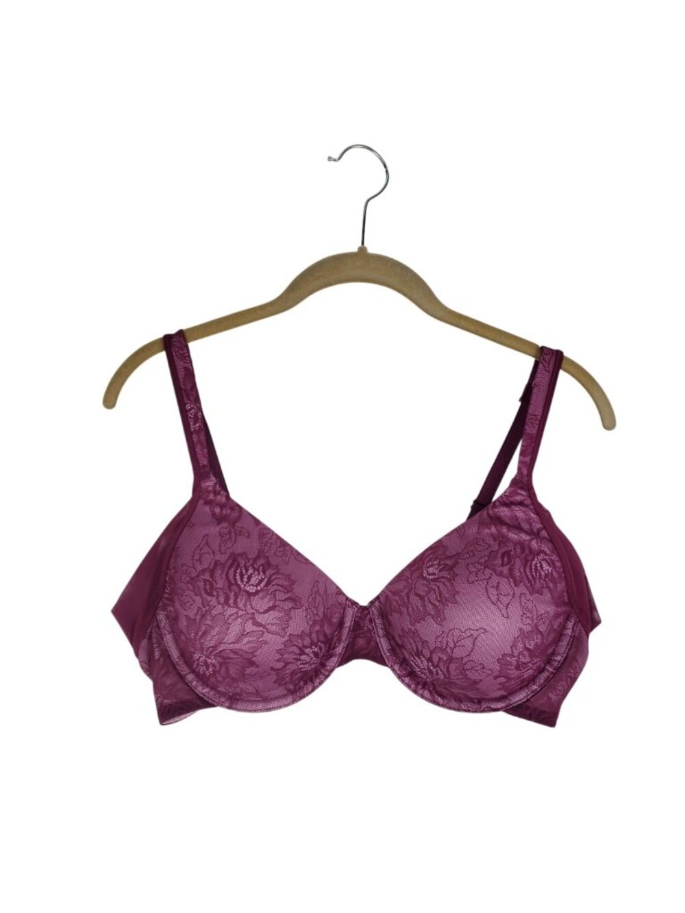 Bali One Smooth U Underwire Bra 6548 Plum Purple Lace Mesh Womens 36C